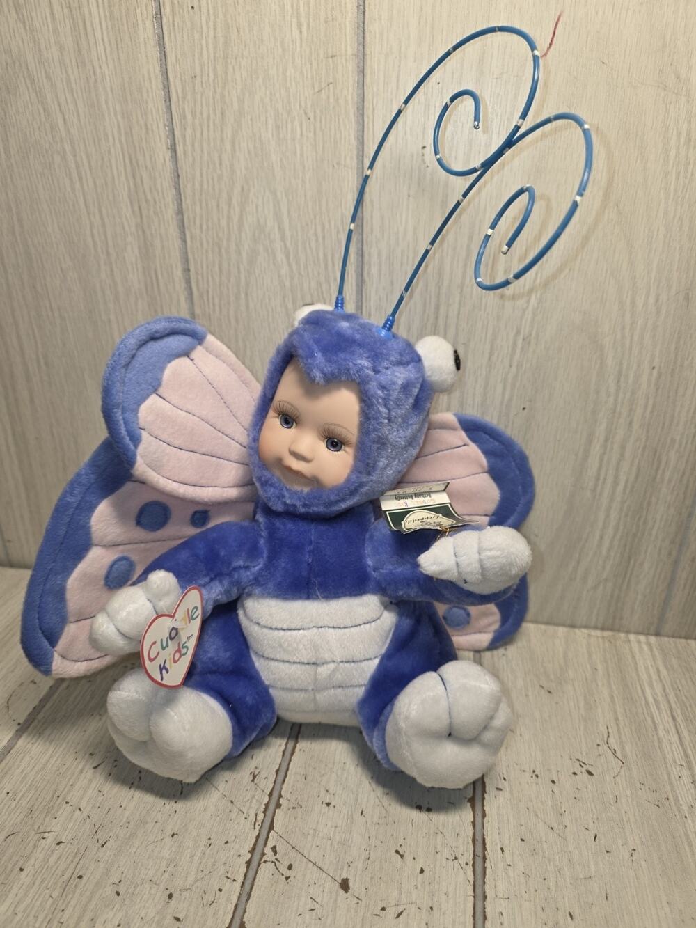 Vtg Geppeddo Bethany Butterfly 9" Plush Doll Porcelain Face Cuddle Kids New